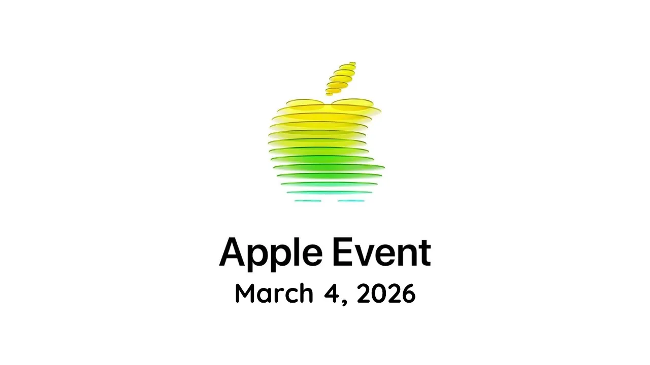 Apple March 4 Event teaser featuring colorful 3D Apple logo